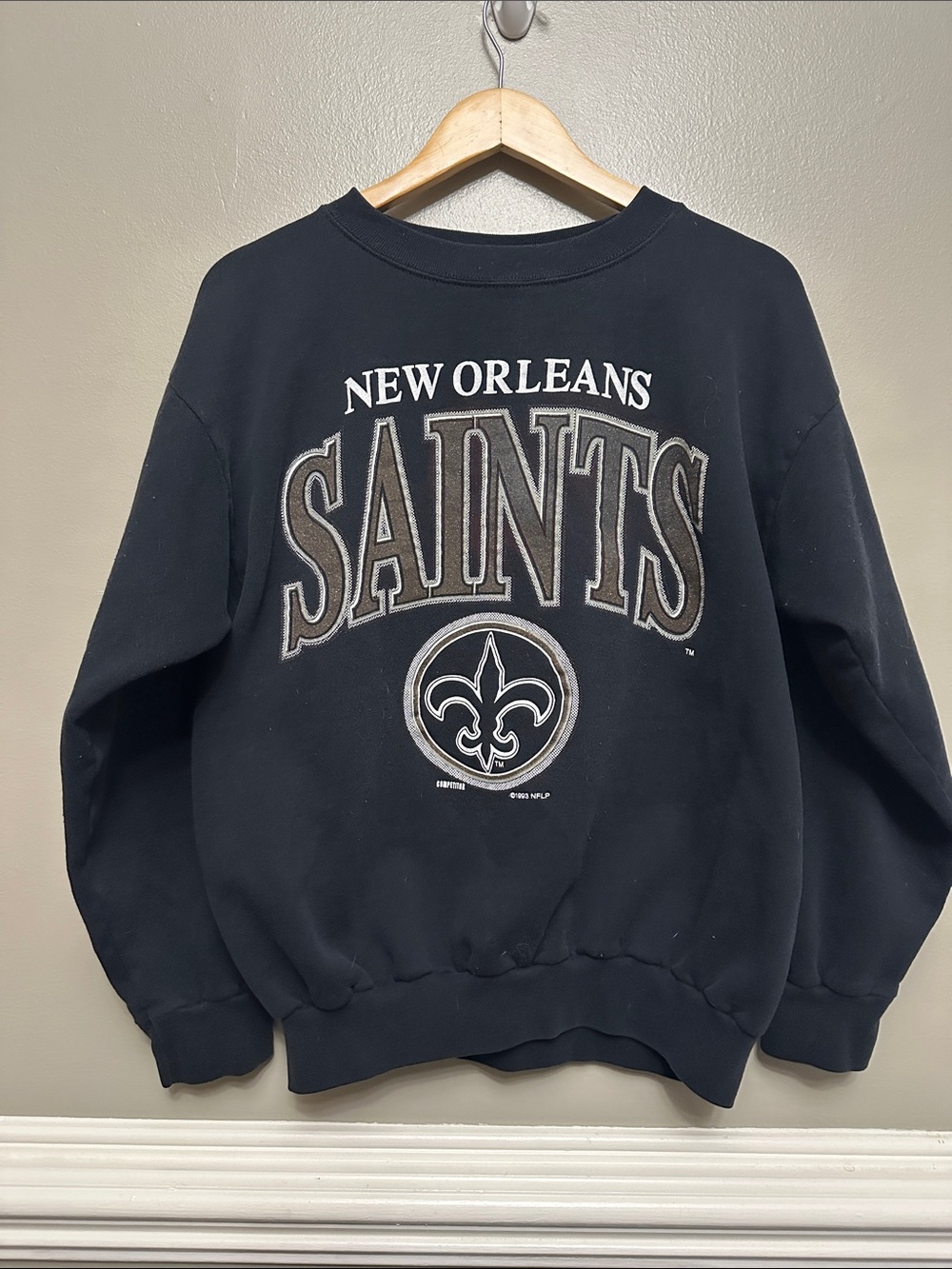 Vintage 1993 New Orleans Saints black sweatshirt Sz XL
